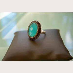 Chalcedony Gemstone Crystal Ring