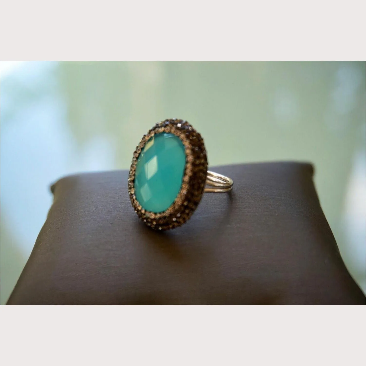 Chalcedony Gemstone Crystal Ring
