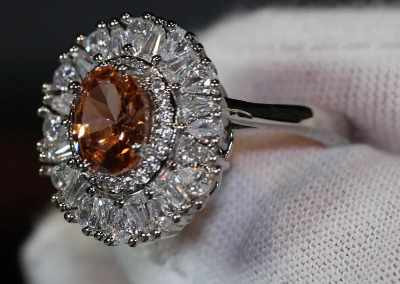 Champagne Diamond Ring | Champagne Diamond Engagement Rings | Champagne Diamond Rings | Orange Diamond Engagement Ring | Beautiful Ring