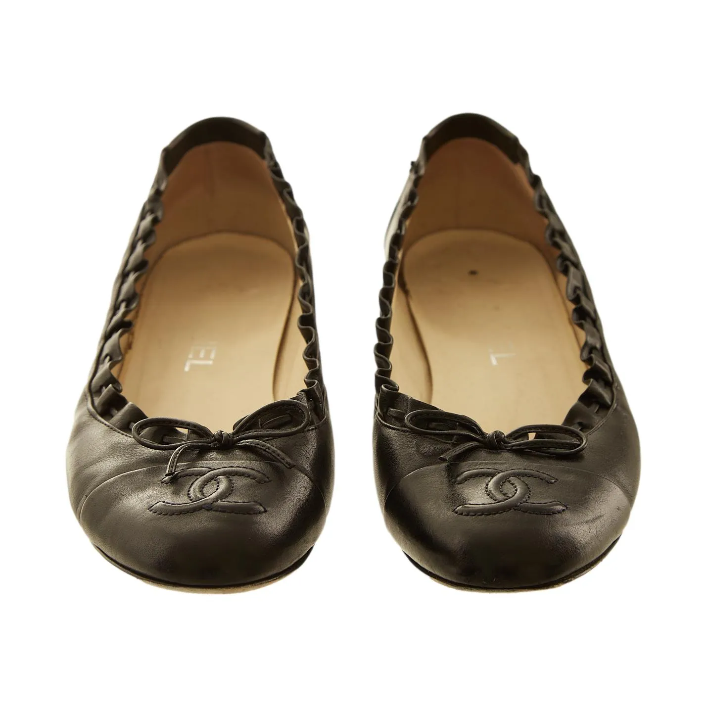 Chanel Black Logo Flats