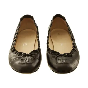 Chanel Black Logo Flats