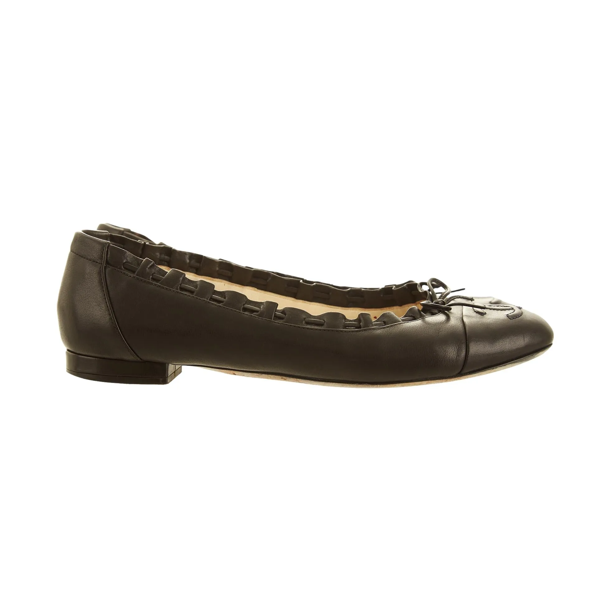 Chanel Black Logo Flats