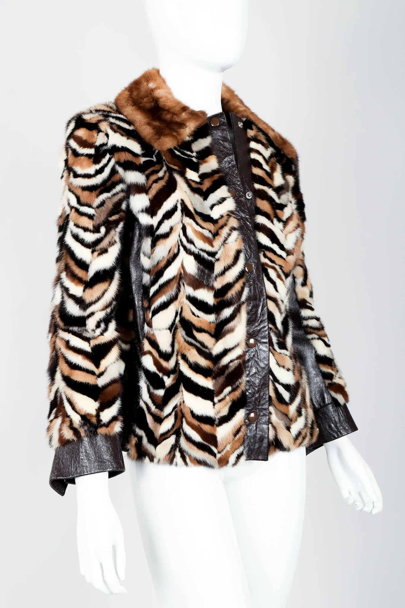 Chevron Mink Fur Jacket