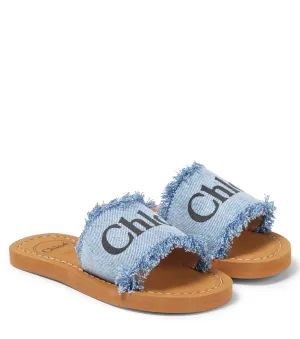 Chloe - Aqua Logo Slides - Denim Blue
