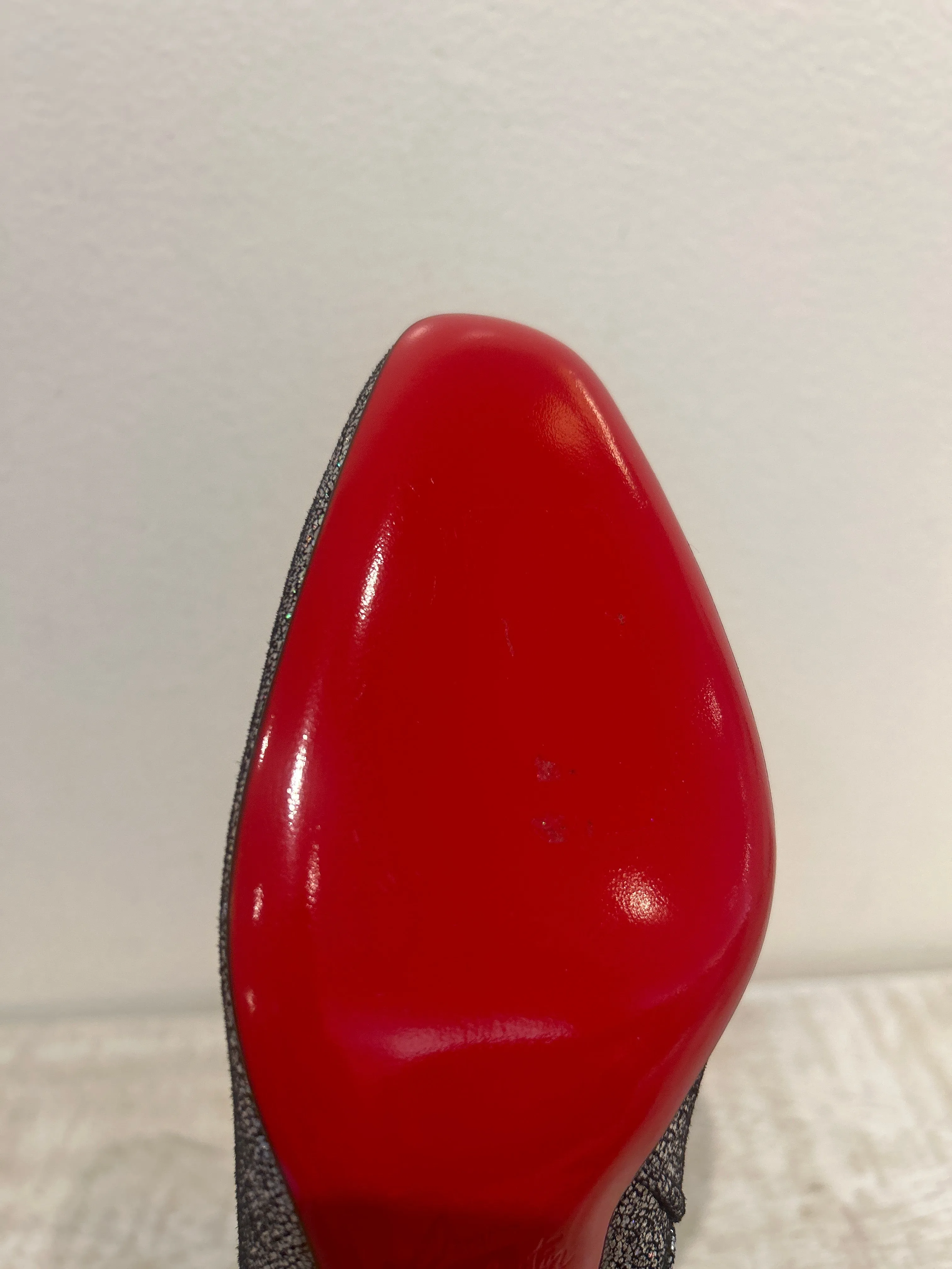 Christian Louboutin Shoes, Disco Glitter 55mm Red Sole Bootie (size 36.5)