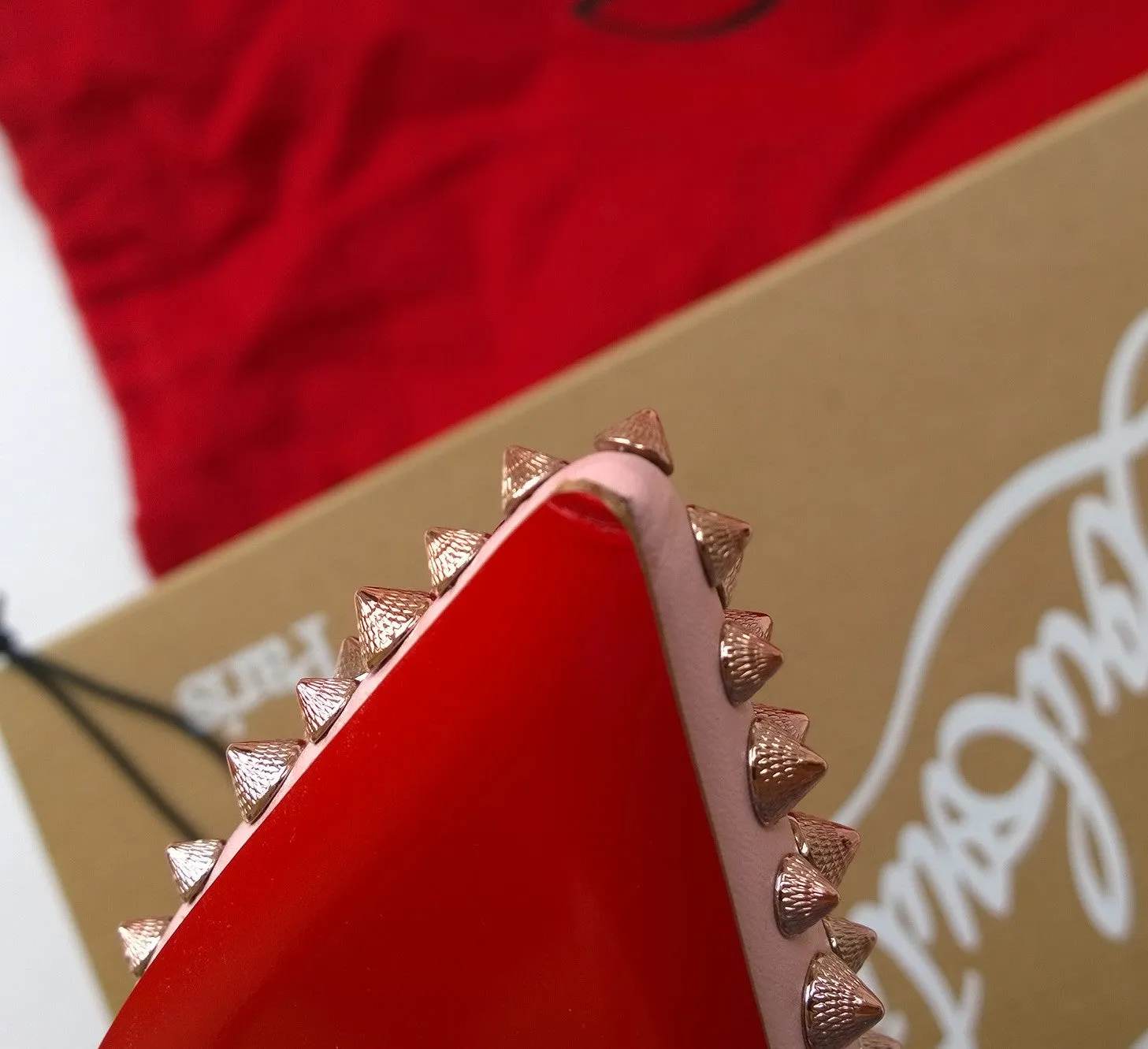 Christian Louboutin Spikyshell Pink Leather Flats shoes sale