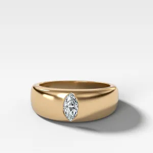 Chunky Burnished Ring with a Marquise Cut
