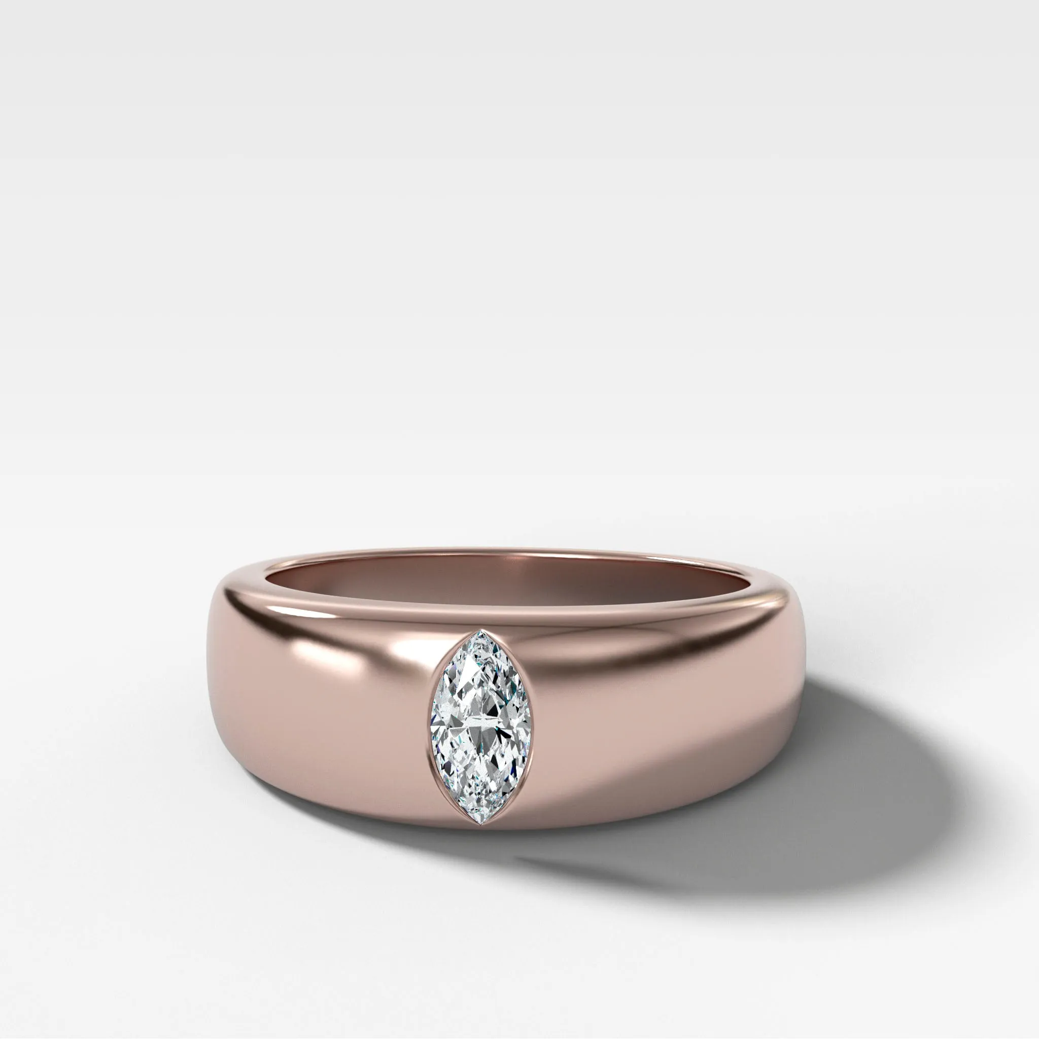 Chunky Burnished Ring with a Marquise Cut