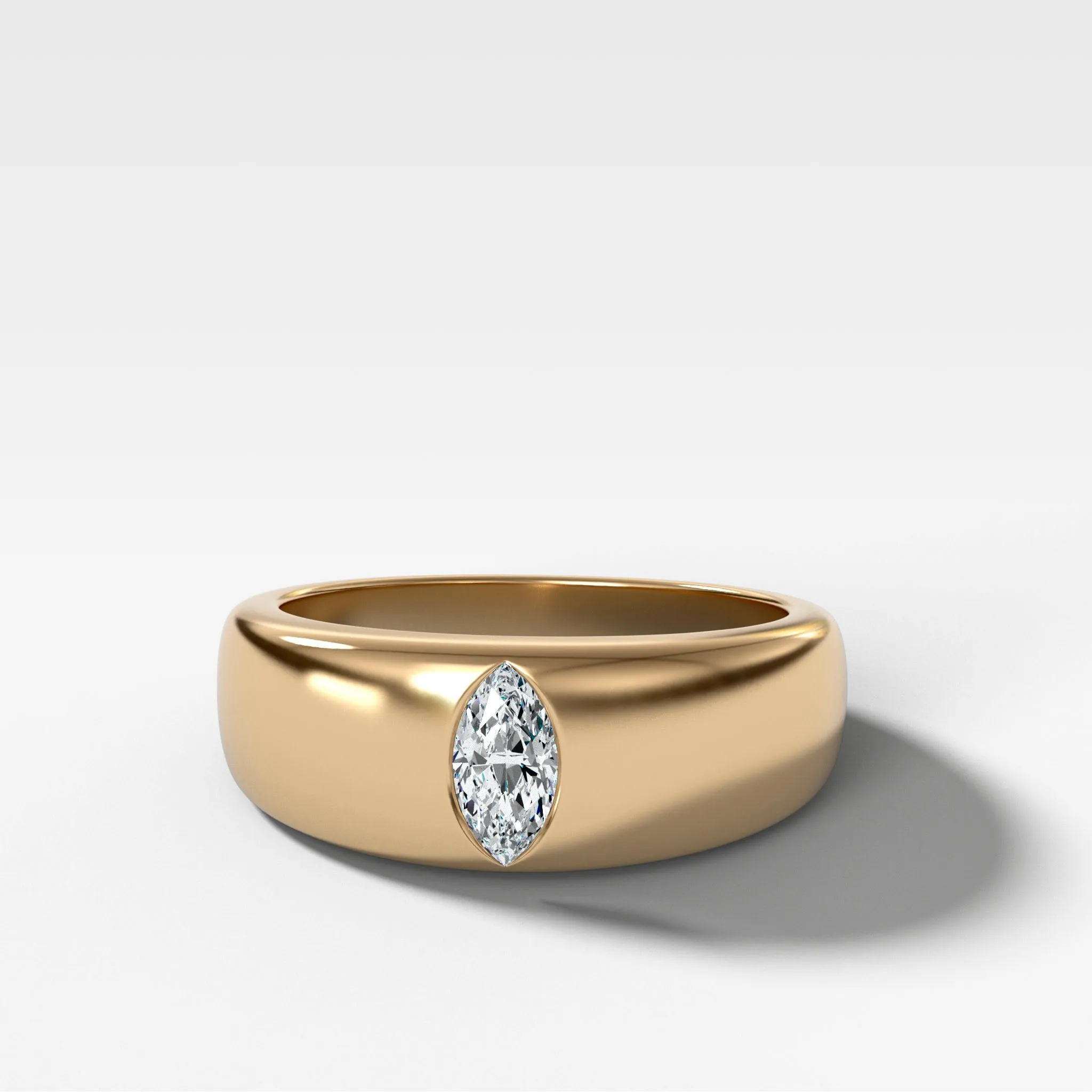 Chunky Burnished Ring with a Marquise Cut