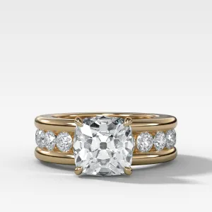 Chunky Channel Set Engagement Ring with Old Mine Cut Diamond