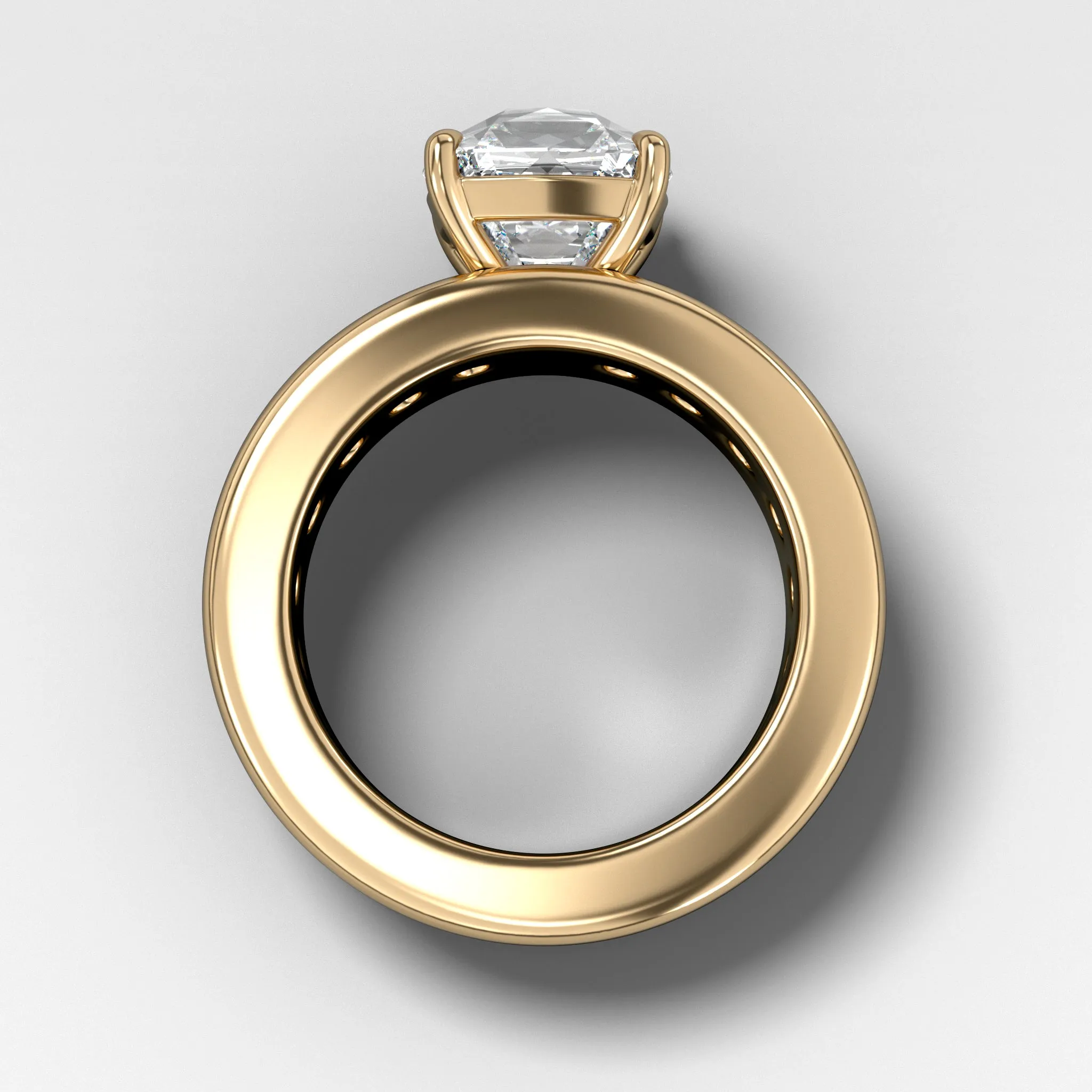 Chunky Channel Set Engagement Ring with Old Mine Cut Diamond