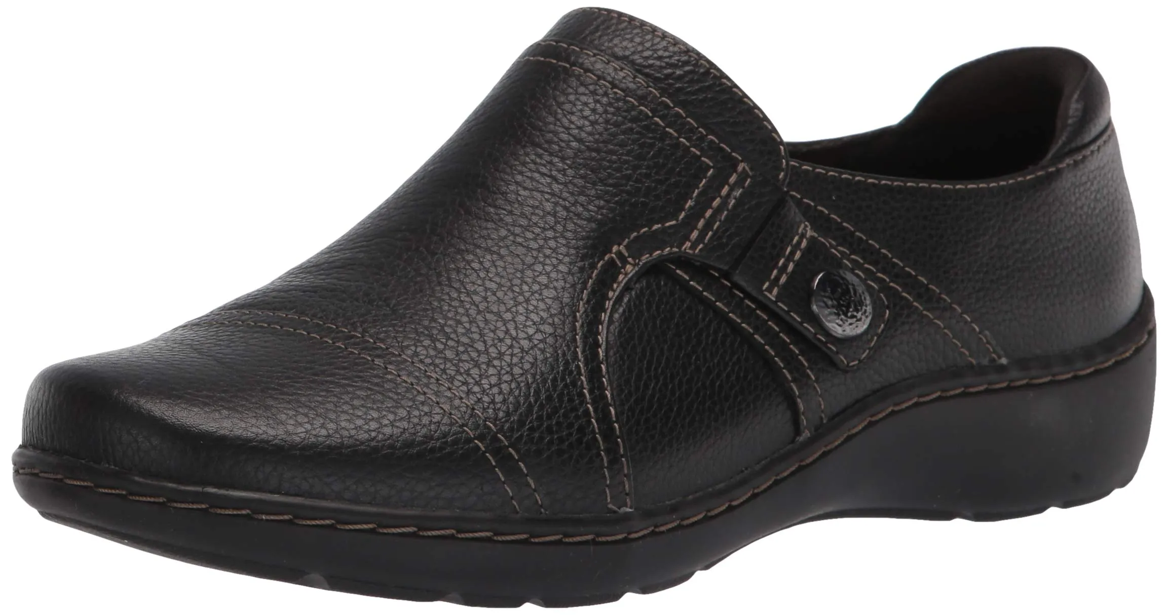 Clarks Women's Cora Poppy Loafer, Black Tumbled, 12