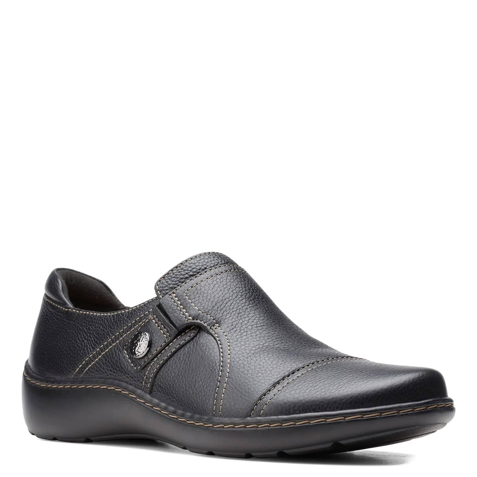 Clarks Women's Cora Poppy Loafer, Black Tumbled, 12