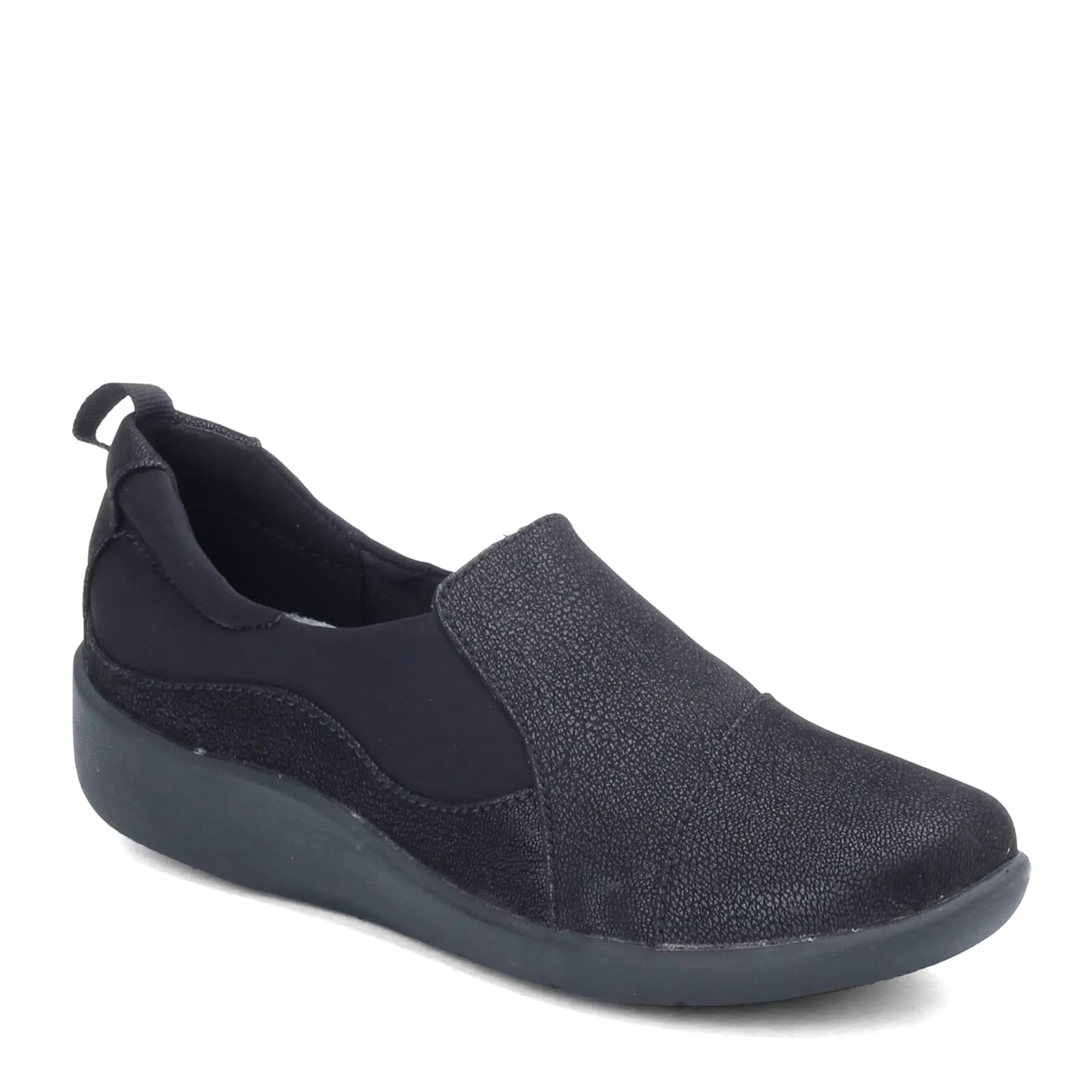 Clarks womens Sillian Paz Slip On Loafer, Black Synthetic Nubuck, 7.5 US