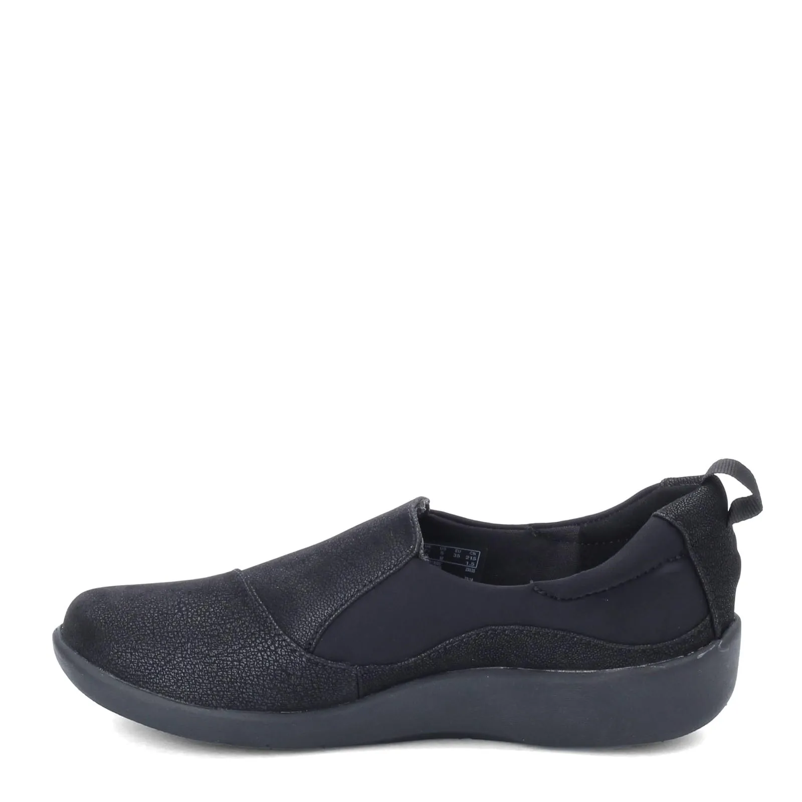 Clarks womens Sillian Paz Slip On Loafer, Black Synthetic Nubuck, 8.5 Wide US
