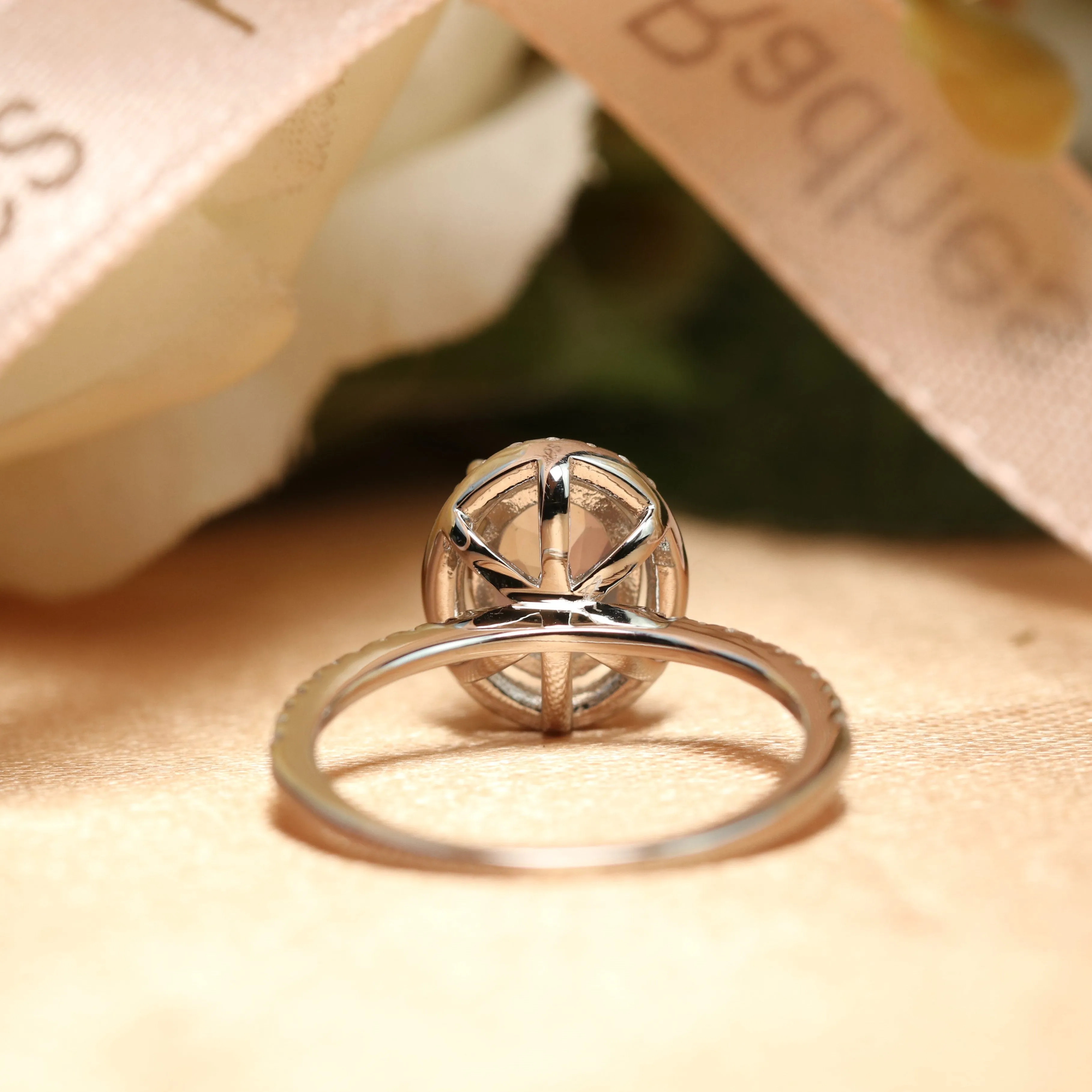 Classic 1.5 carat oval cut Moonstone Halo Wedding Engagement Ring with Diamonds on Sale