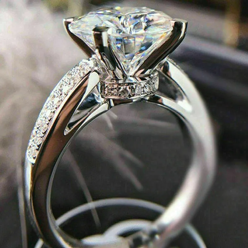 Classic Engagement Ring for Women Zircon Anniversary Gift Jewelry