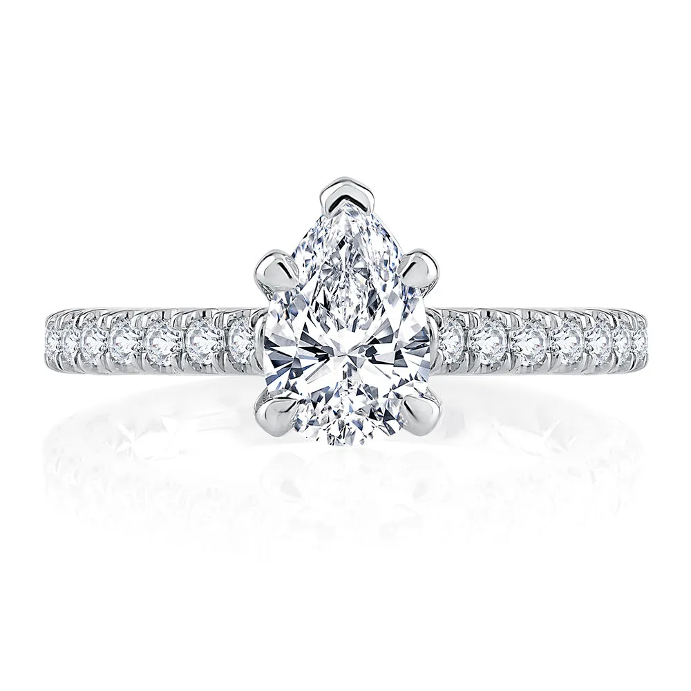 Classic Two Tone Emerald Cut Diamond Engagement Ring