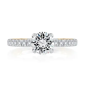 Classic Two Tone Round Cut Diamond Engagement Ring