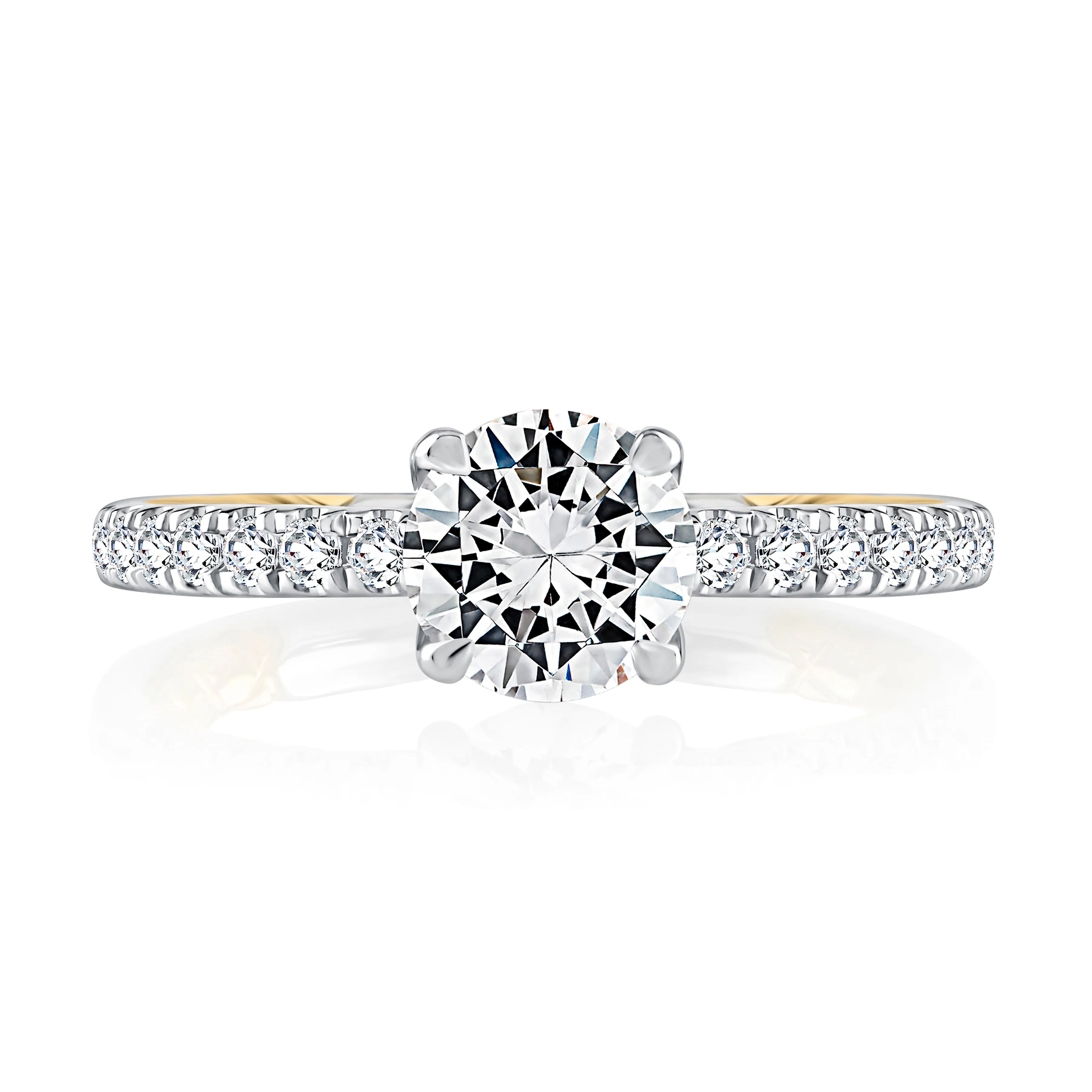 Classic Two Tone Round Cut Diamond Engagement Ring
