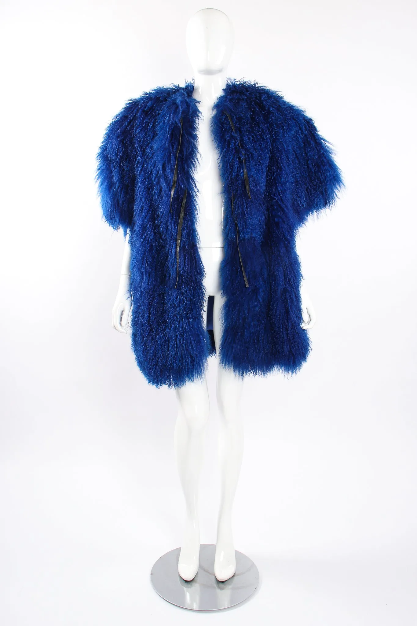Cobalt Mongolian Fur Swing Coat