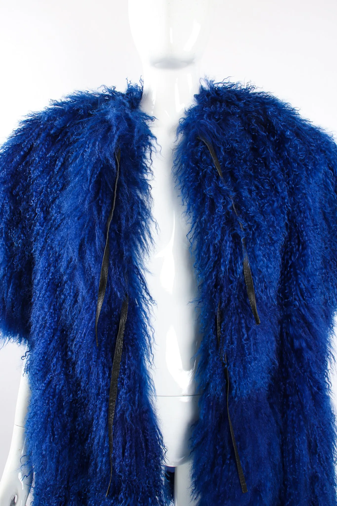 Cobalt Mongolian Fur Swing Coat