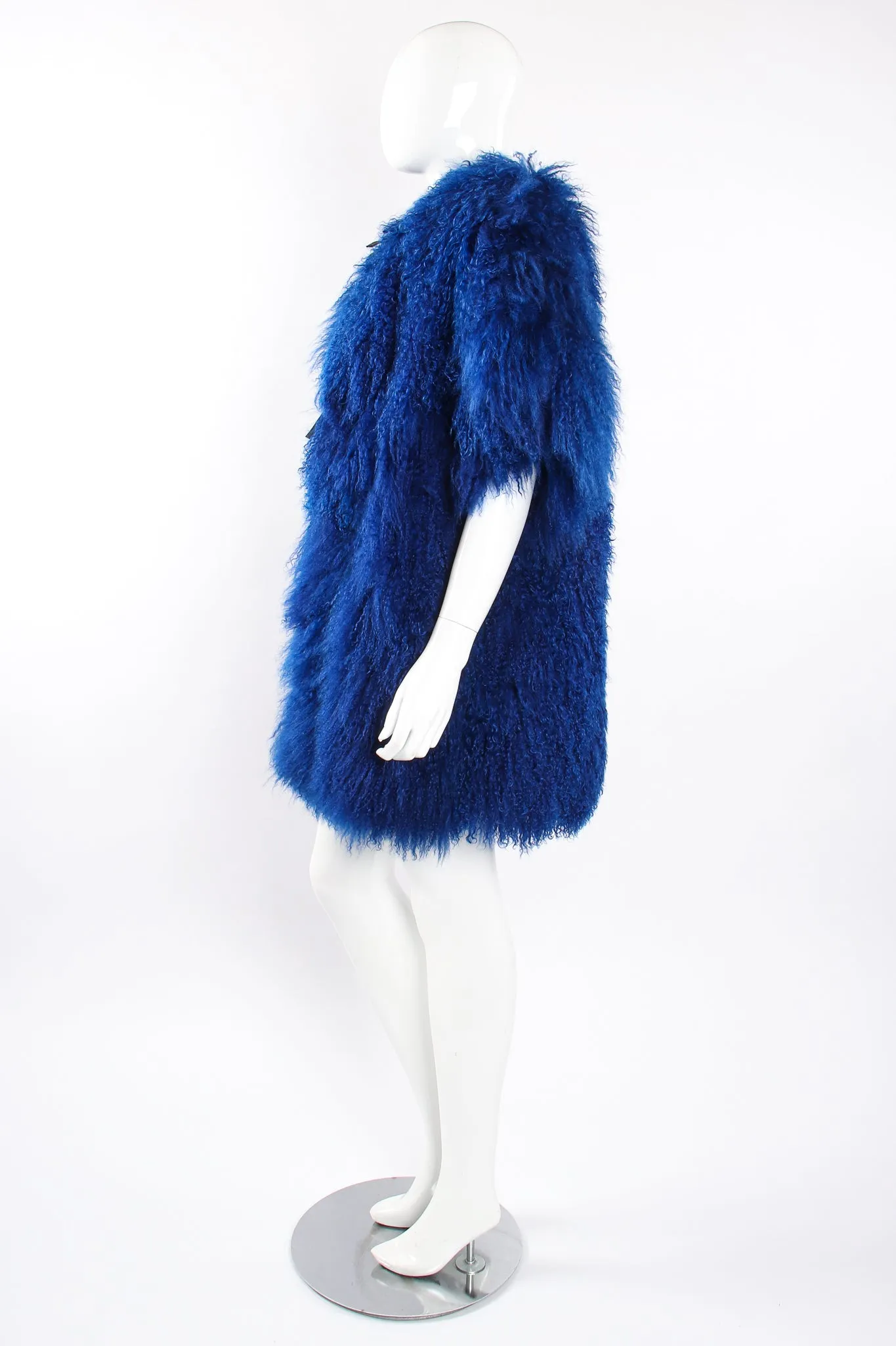 Cobalt Mongolian Fur Swing Coat