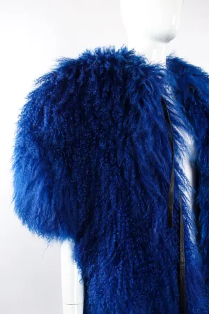 Cobalt Mongolian Fur Swing Coat