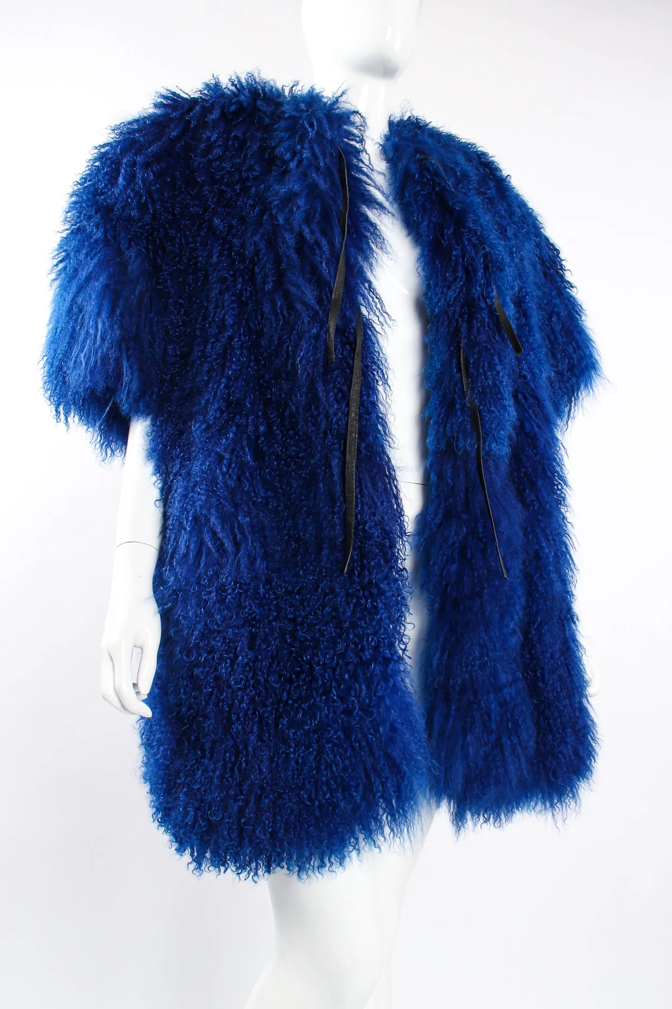 Cobalt Mongolian Fur Swing Coat