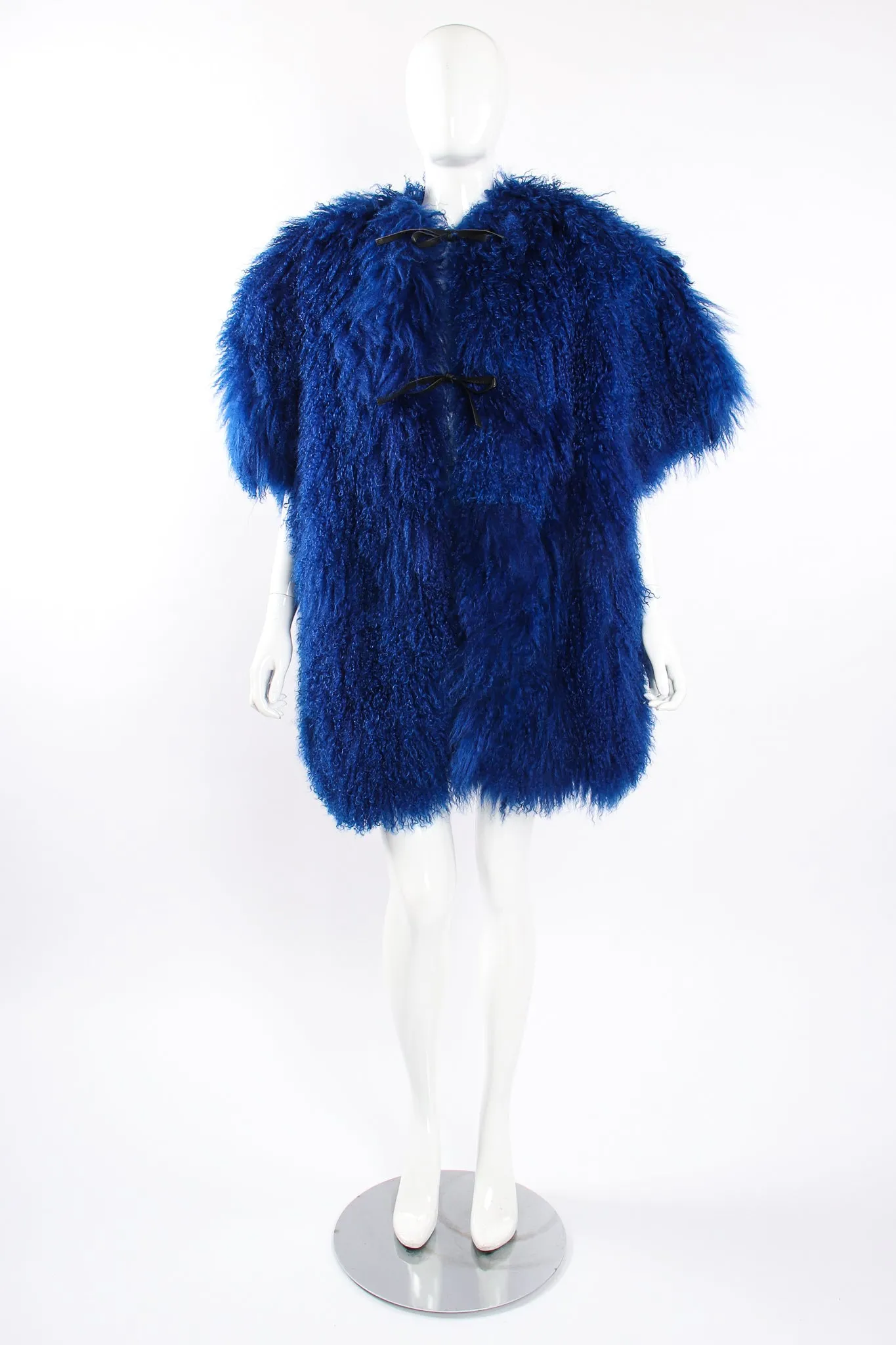 Cobalt Mongolian Fur Swing Coat