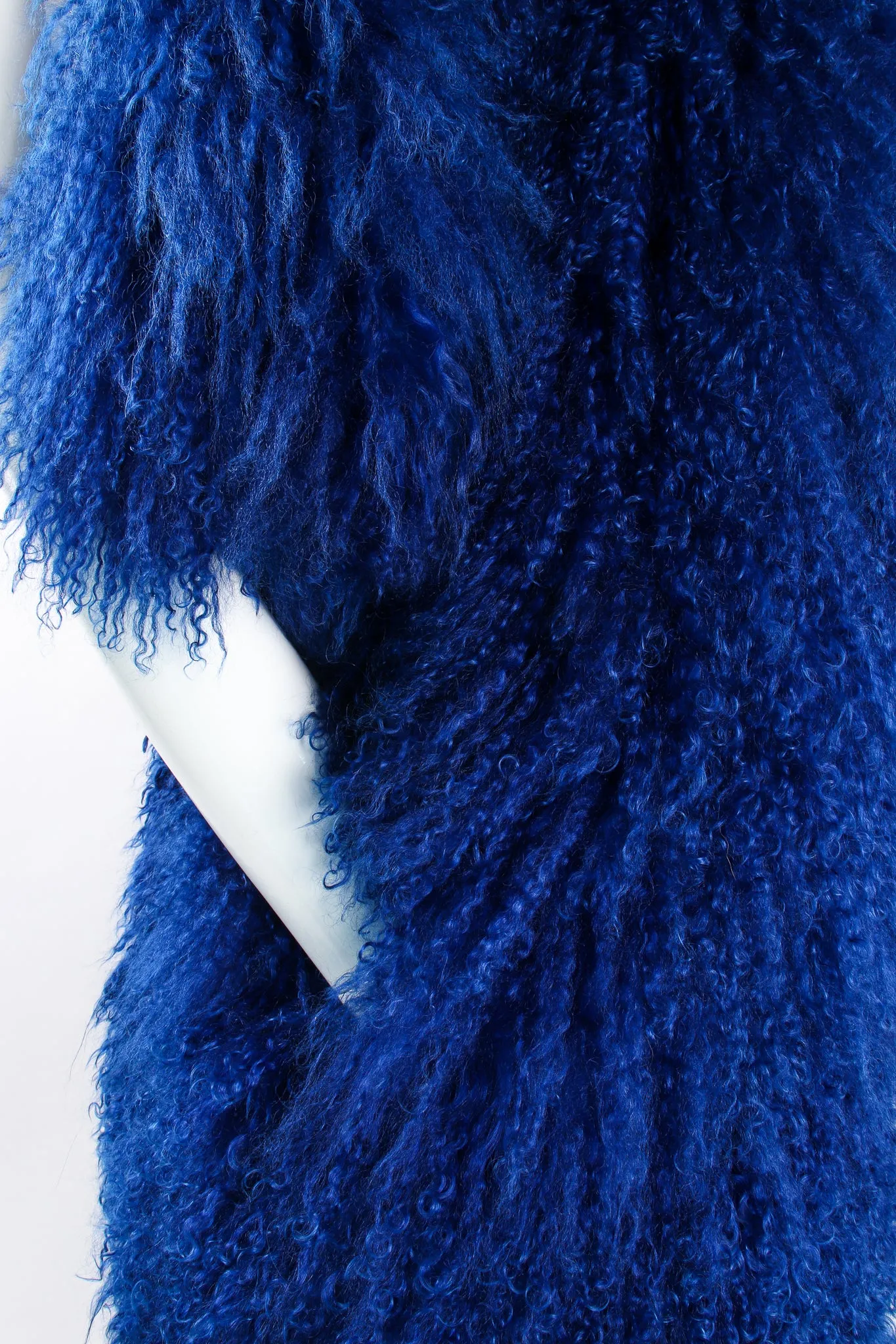 Cobalt Mongolian Fur Swing Coat