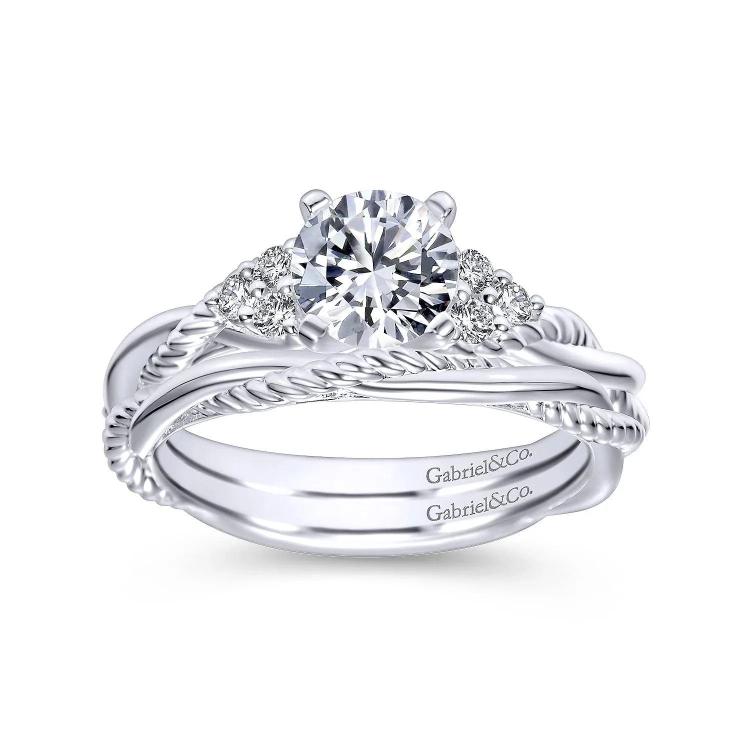Contemporary Braided Round Diamond Engagement Ring Mounting