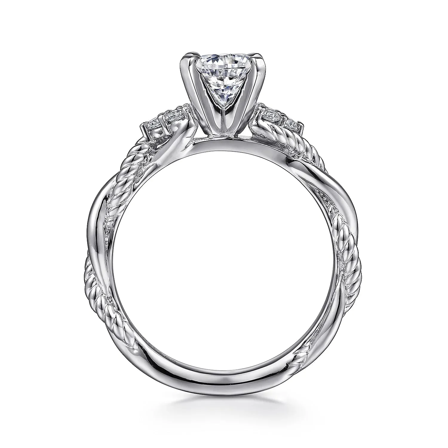 Contemporary Braided Round Diamond Engagement Ring Mounting