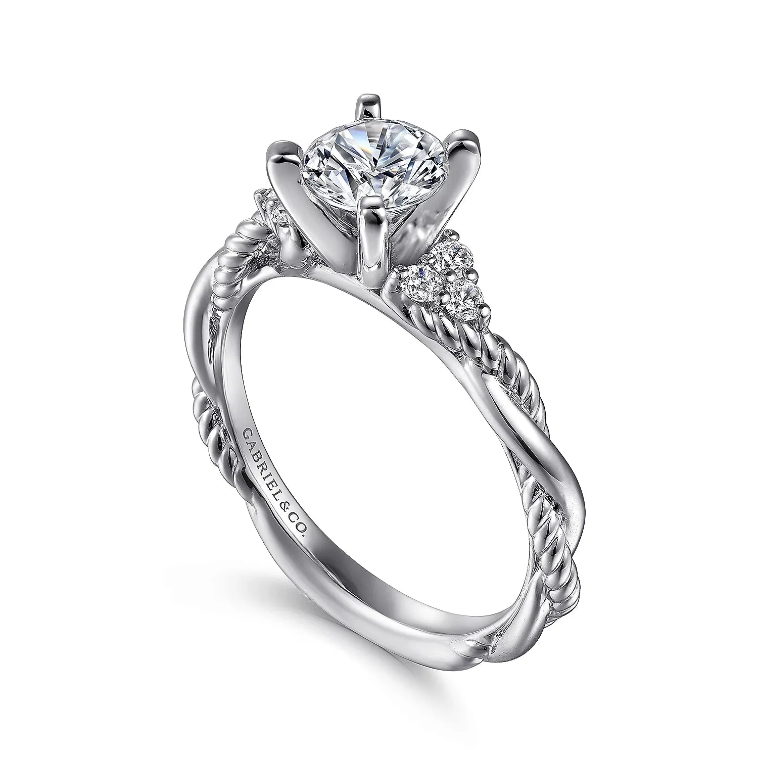 Contemporary Braided Round Diamond Engagement Ring Mounting