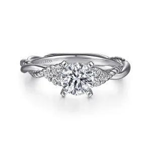 Contemporary Braided Round Diamond Engagement Ring Mounting