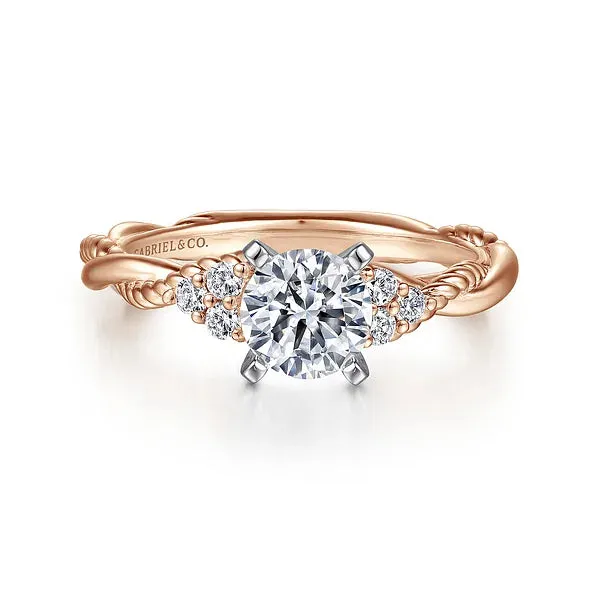 Contemporary Braided Round Diamond Engagement Ring Mounting