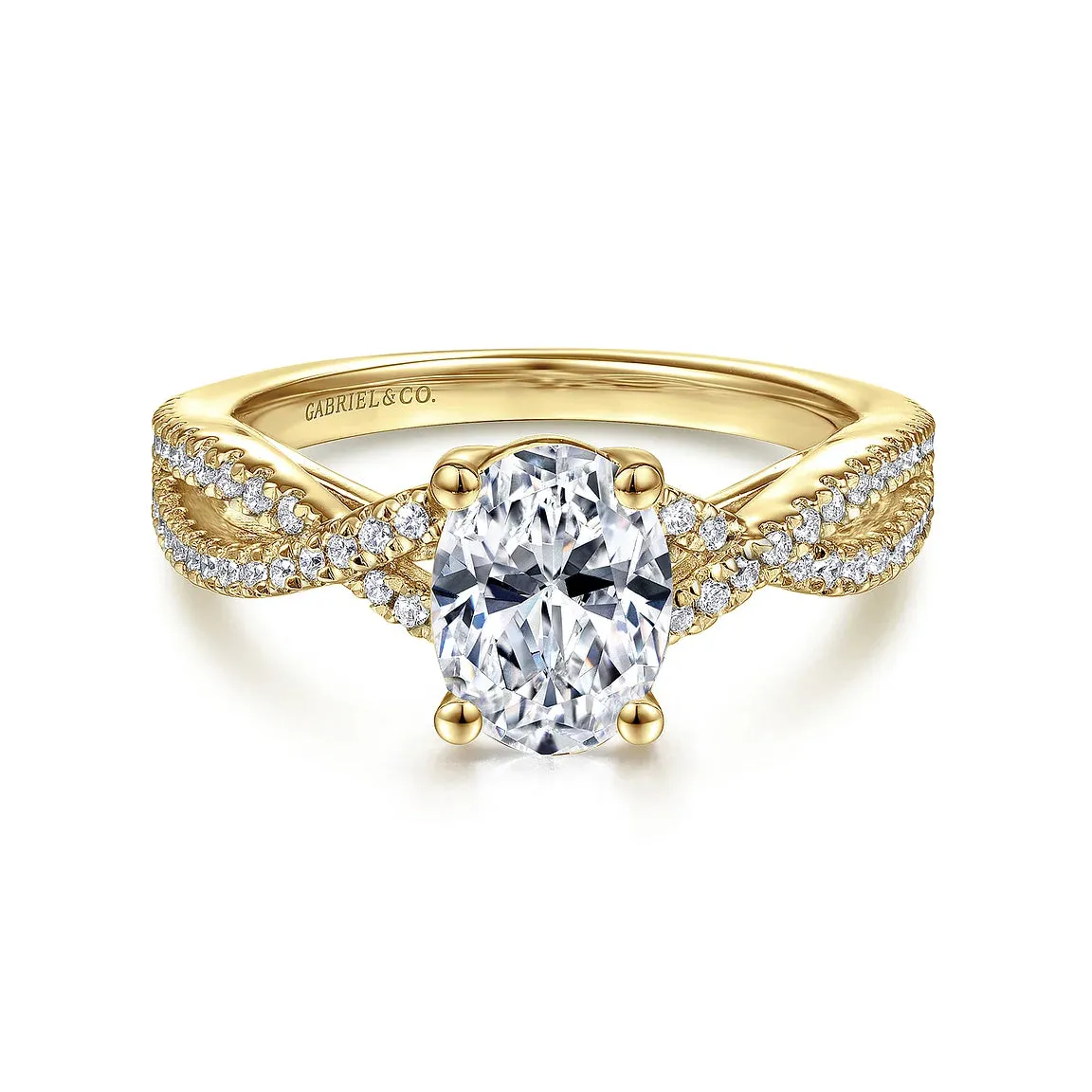 Contemporary Twisted Oval Diamond Engagement Ring Mounting