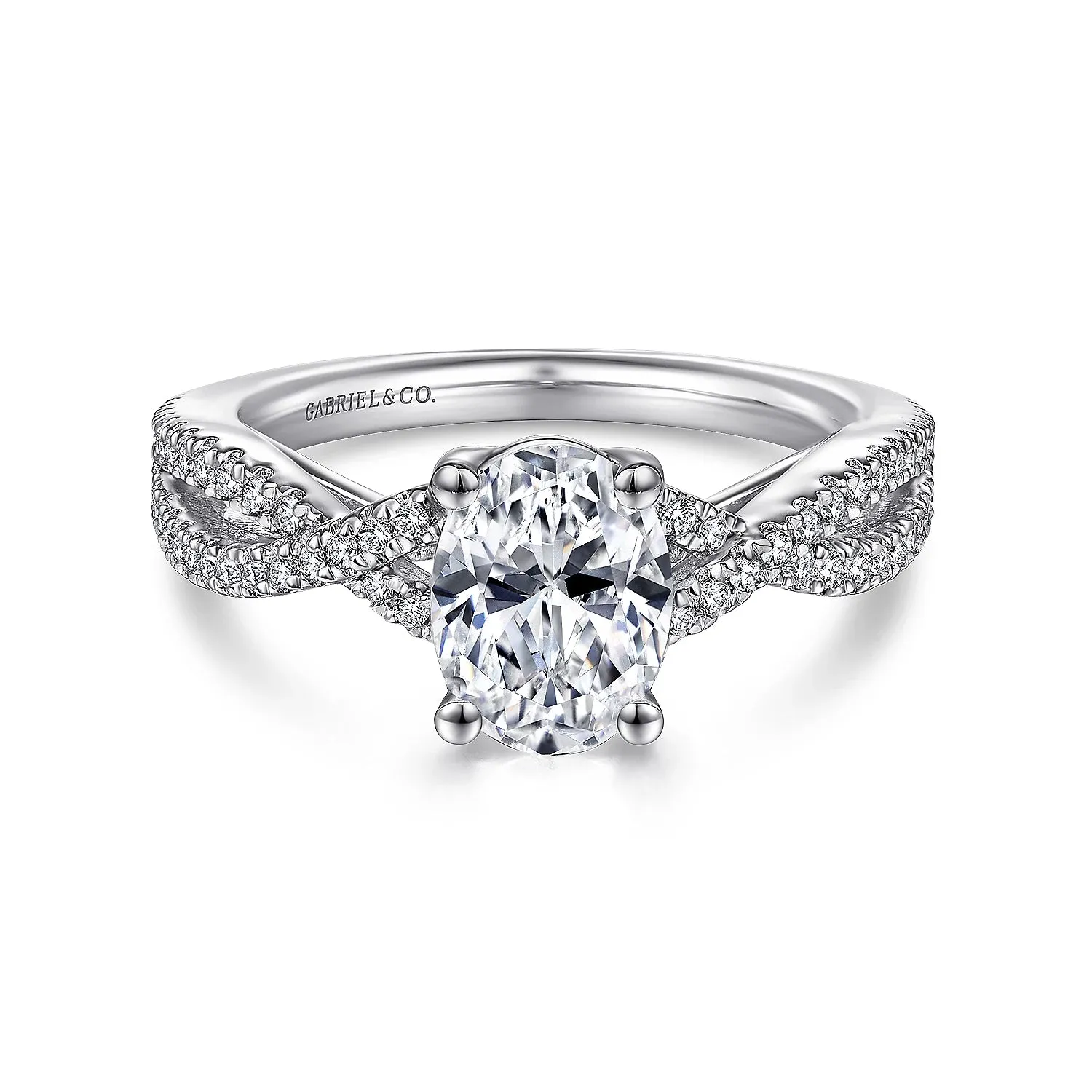 Contemporary Twisted Oval Diamond Engagement Ring Mounting