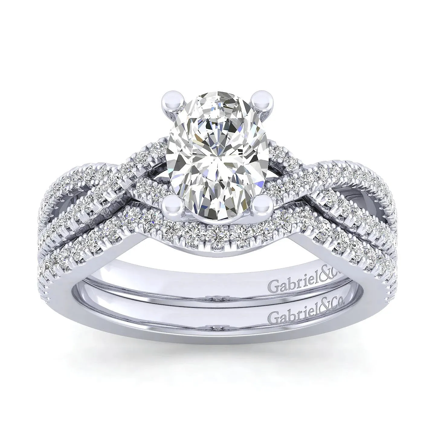 Contemporary Twisted Oval Diamond Engagement Ring Mounting