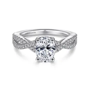 Contemporary Twisted Oval Diamond Engagement Ring Mounting