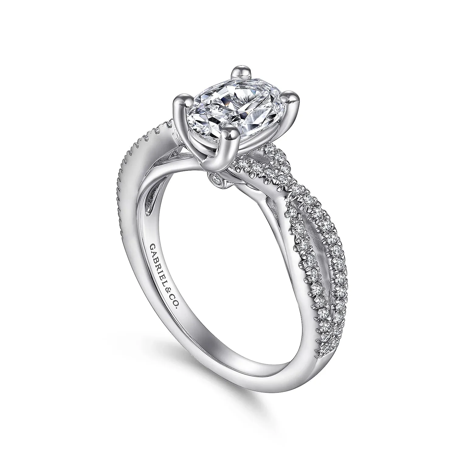 Contemporary Twisted Oval Diamond Engagement Ring Mounting