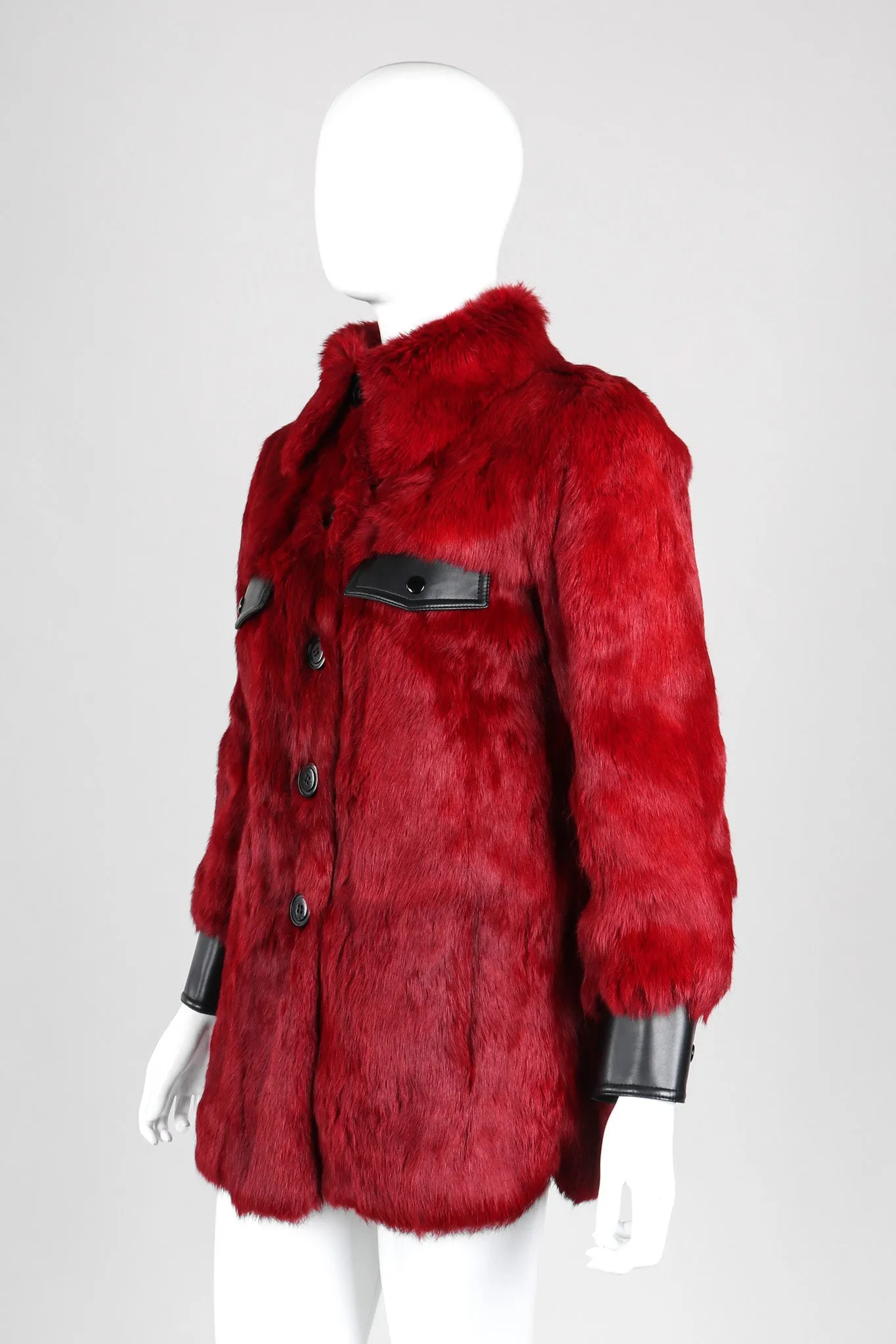 Contrast Trim Fur Coat