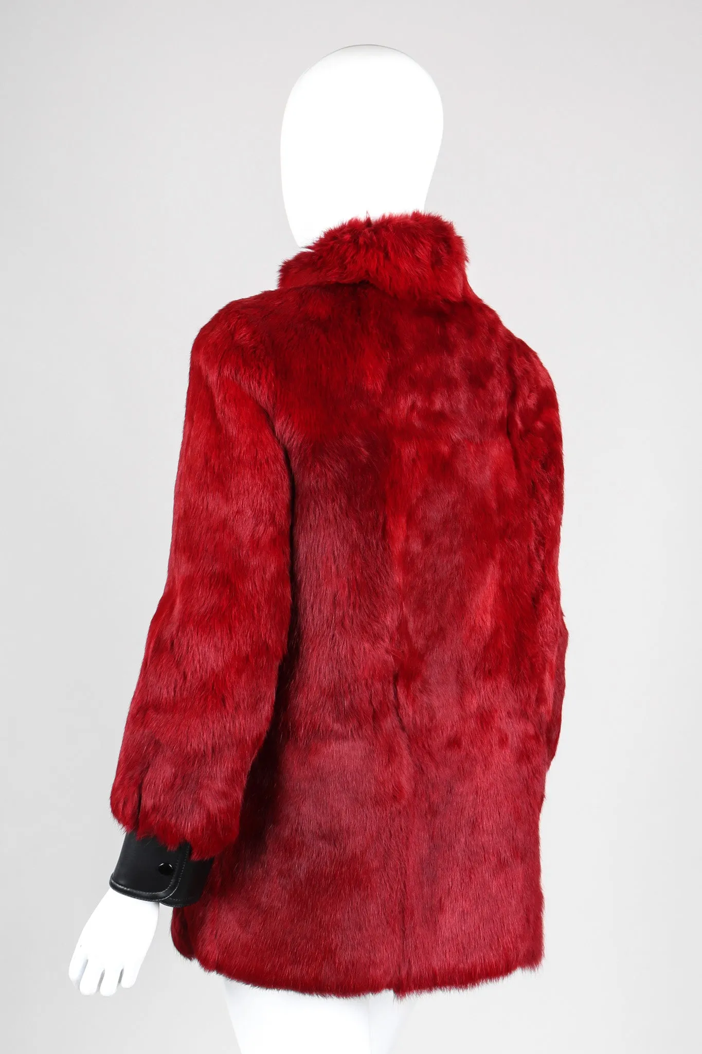 Contrast Trim Fur Coat