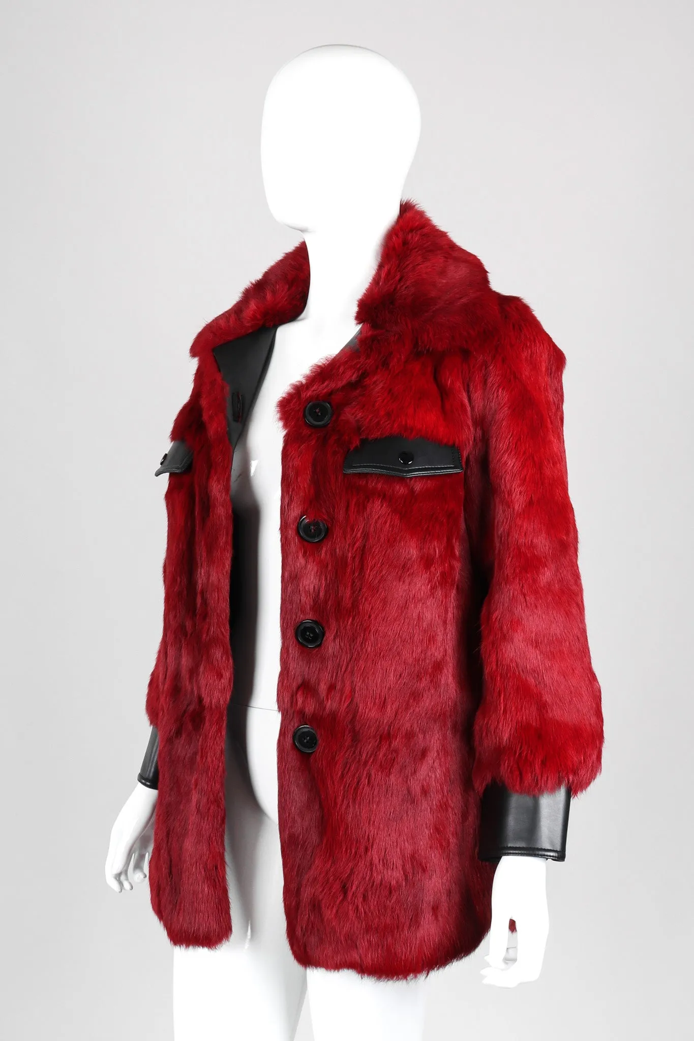 Contrast Trim Fur Coat