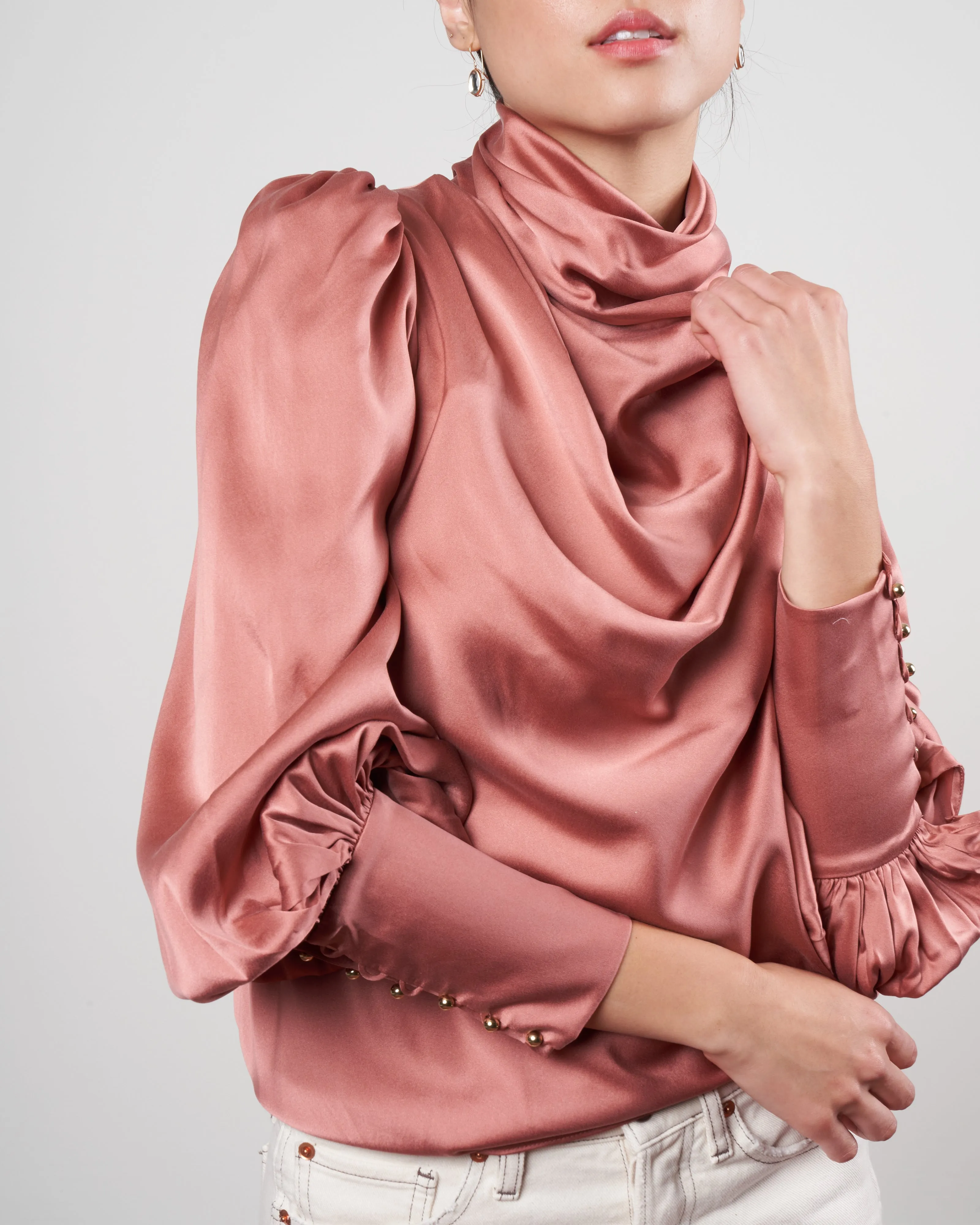 cowl blouse - rose