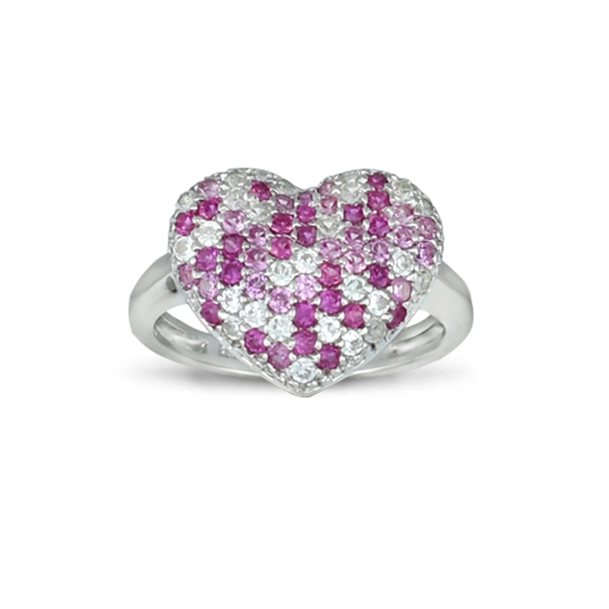 Created Ruby, Created Pink and White Sapphire Heart Ring