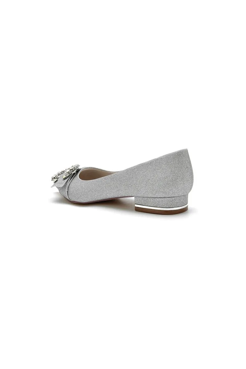 Crystal Buckle Sequin Pointed Toe Flats