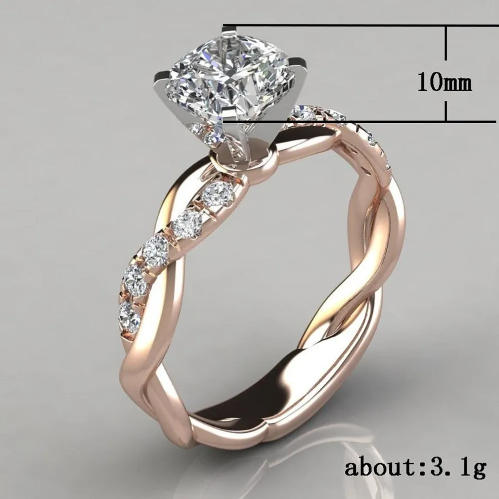 Crystal Engagement Geometric Design Wedding Ring