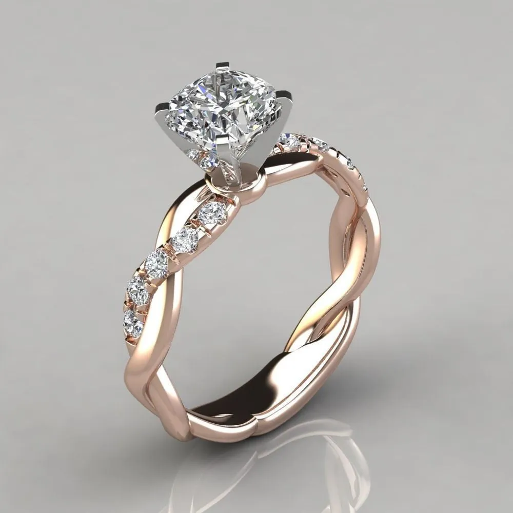 Crystal Engagement Geometric Design Wedding Ring