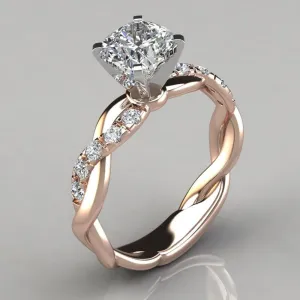 Crystal Engagement Geometric Design Wedding Ring